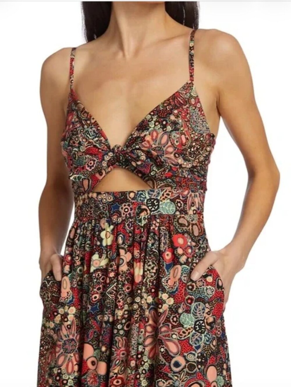 A.L.C. Laura Cotton Floral Maxi Dress Sangria Multi 6 - Picture 2 of 15